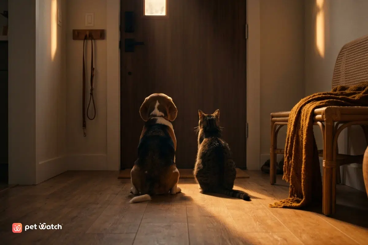 pet care services cat and dog waiting for the pet parent