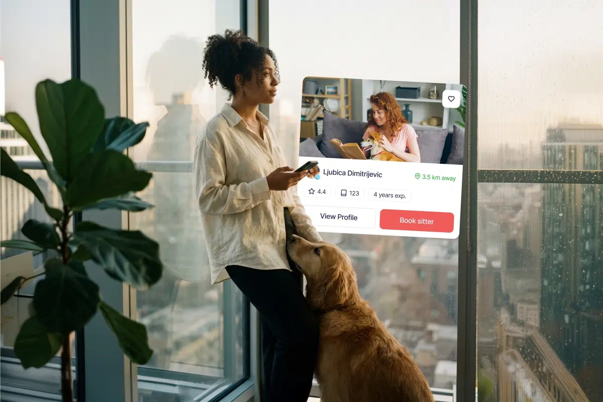 pet care services pet parent searching for a sitter on pet watch app